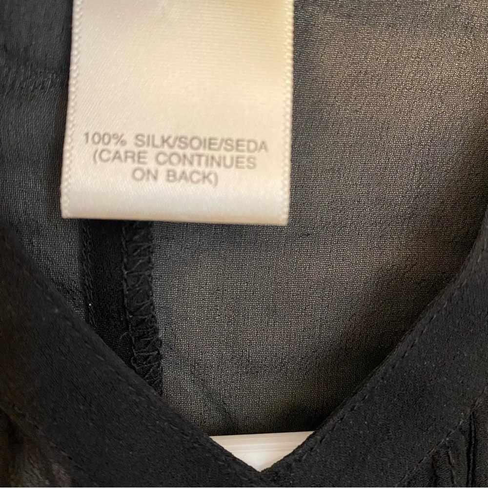 SUSAN BRISTOL Silk Black Button Up Sheer Blouse Size Small Vintage - Picture 9 of 15